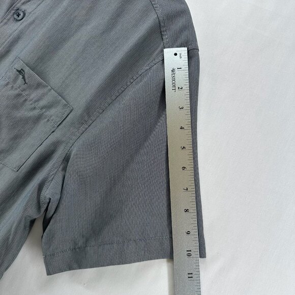 Tommy Bahama Shirt Mens M Coconut Point Micro Check IslandZone Button Up Gray - Picture 11 of 12